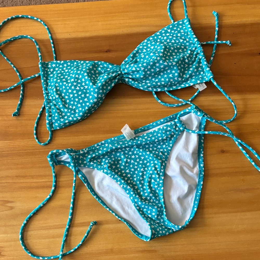 Victoria's Secret Turquoise Star Print Tie-Side Bikini